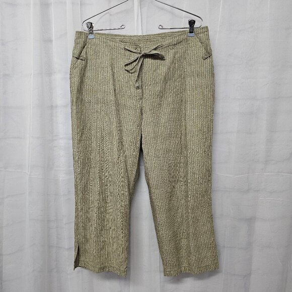 JH Collectibles Green Orange Striped Crop Pants Linen Blend Boho 12 - Picture 14 of 14